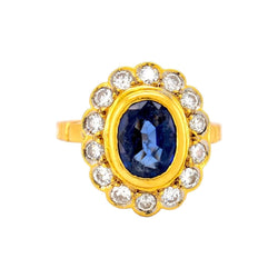 Bague Marguerite en or jaune, saphir et diamants - Castafiore