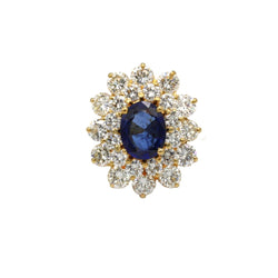 Bague Marguerite en or jaune, saphir et diamants - Castafiore