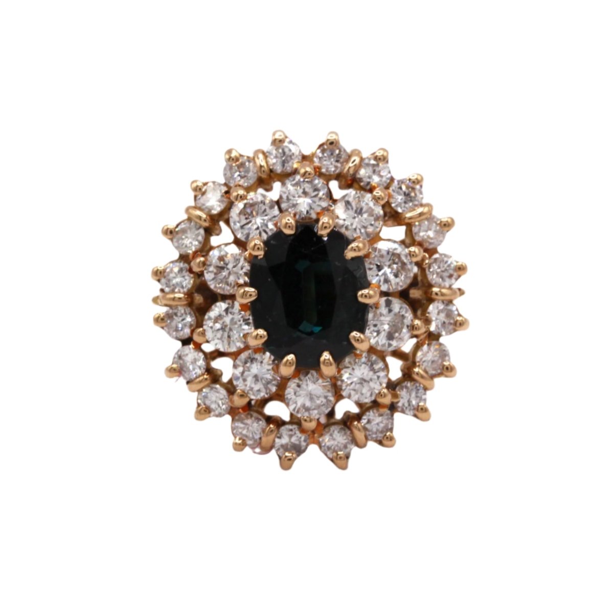 Bague Marguerite en or jaune, saphir et diamants - Castafiore