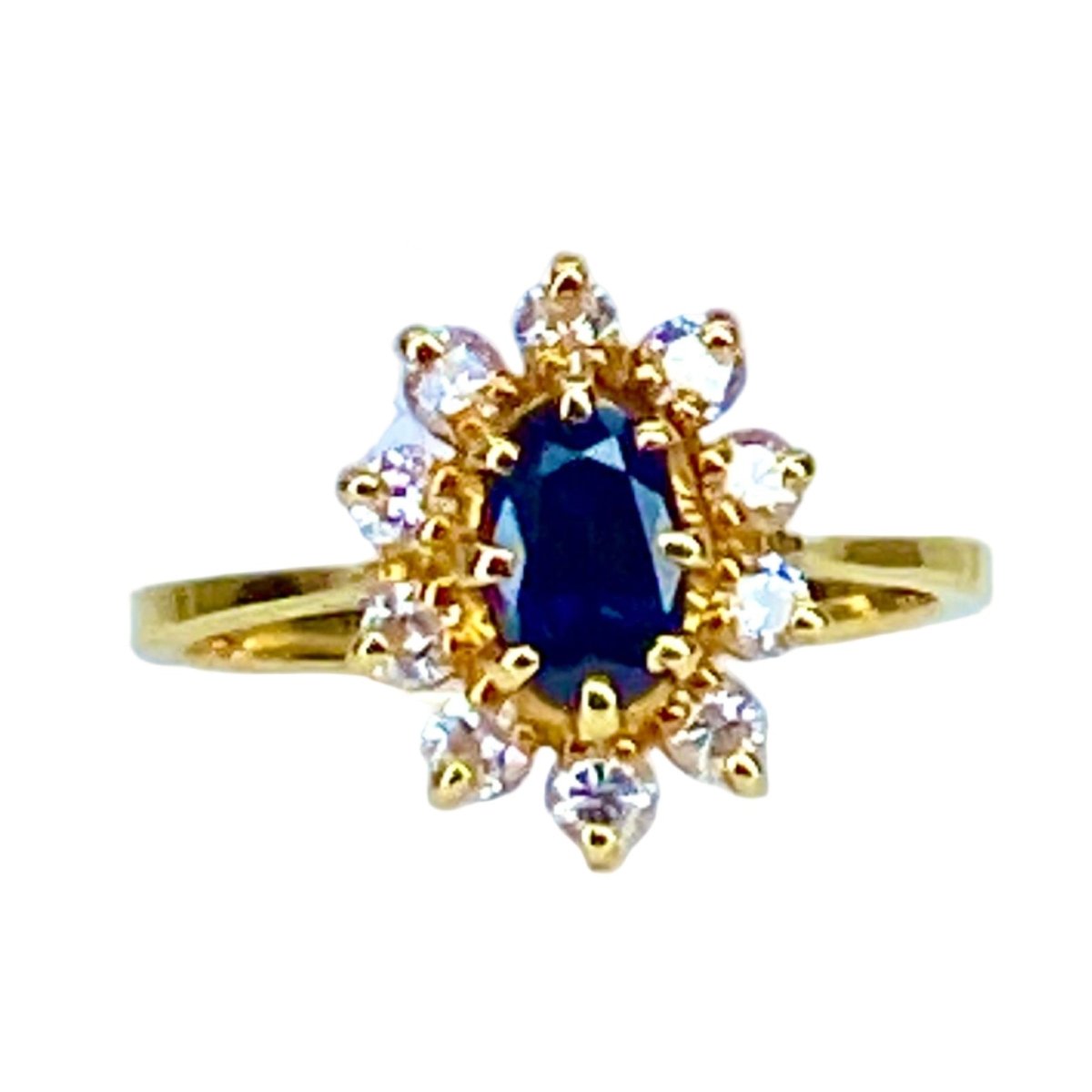 Bague Marguerite en or jaune, saphir, et diamants - Castafiore