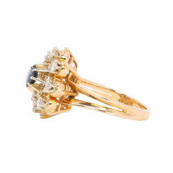 Bague marguerite en or jaune saphir et diamants - Castafiore