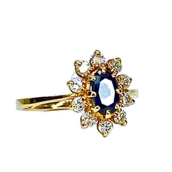 Bague Marguerite en or jaune, saphir, et diamants - Castafiore