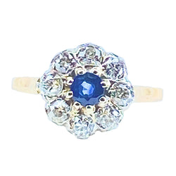 Bague Marguerite en or jaune, saphir et diamants - Castafiore