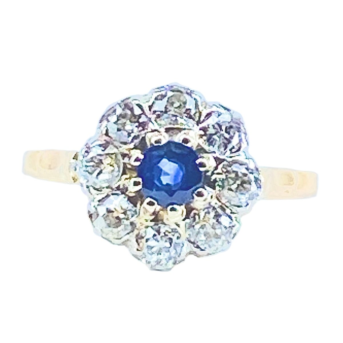 Bague Marguerite en or jaune, saphir et diamants - Castafiore