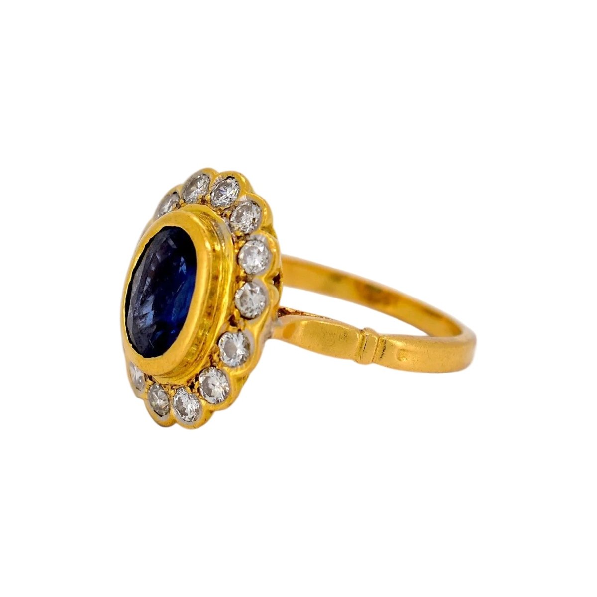 Bague Marguerite en or jaune, saphir et diamants - Castafiore