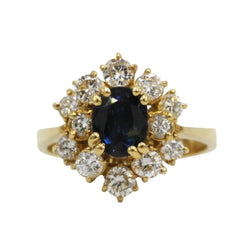 Bague Marguerite en or jaune, saphir et diamants - Castafiore