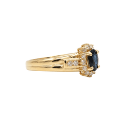 Bague Marguerite en or jaune, saphir et diamants - Castafiore