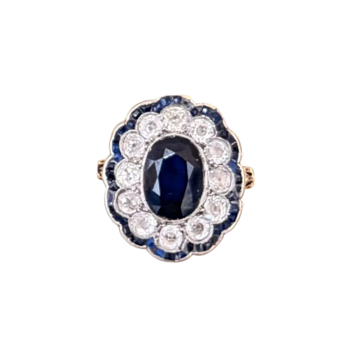Bague Marguerite en or jaune, saphir et diamants - Castafiore