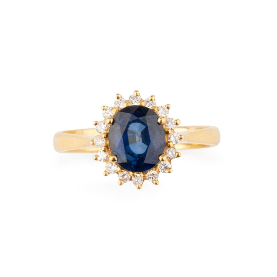 Bague Marguerite en or jaune, saphir et diamants - Castafiore