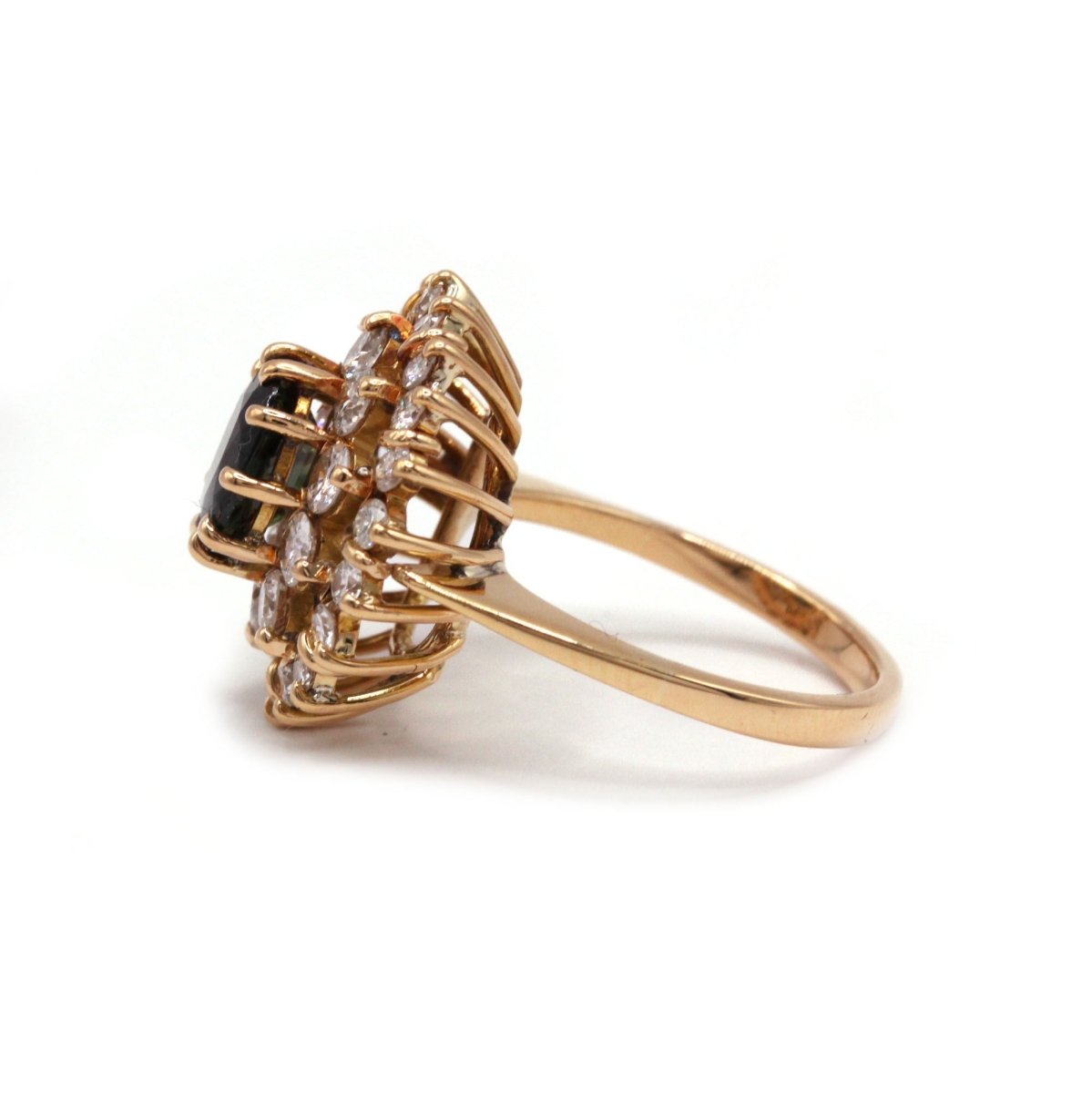 Bague Marguerite en or jaune, saphir et diamants - Castafiore