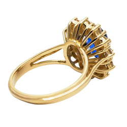 Bague Marguerite en or jaune, saphir et zirconiums - Castafiore
