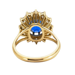 Bague Marguerite en or jaune, saphir et zirconiums - Castafiore