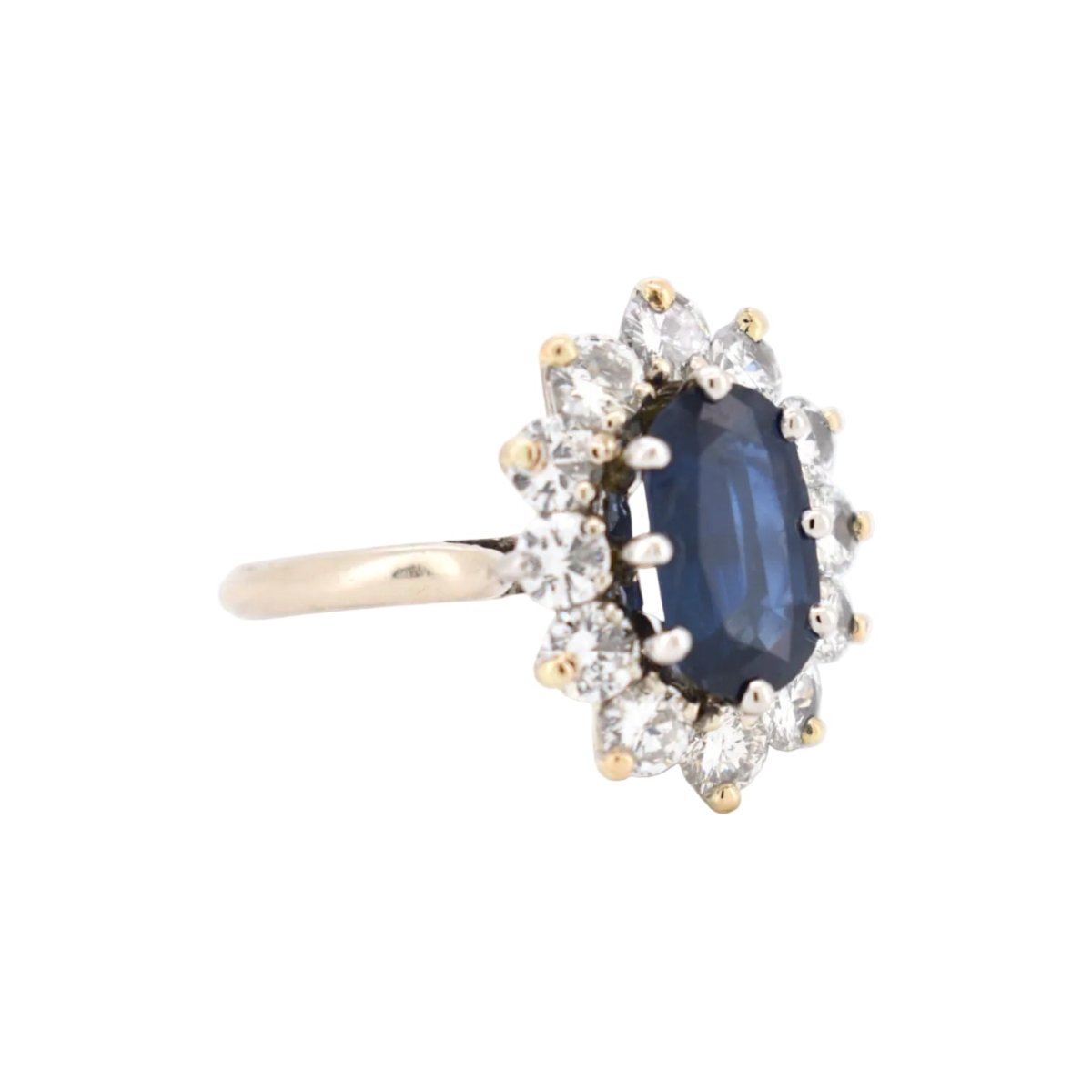 Bague Marguerite en or jaune, saphirs et diamants - Castafiore