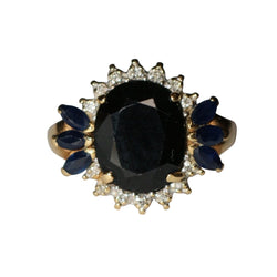 Bague Marguerite en or jaune, saphirs et diamants - Castafiore