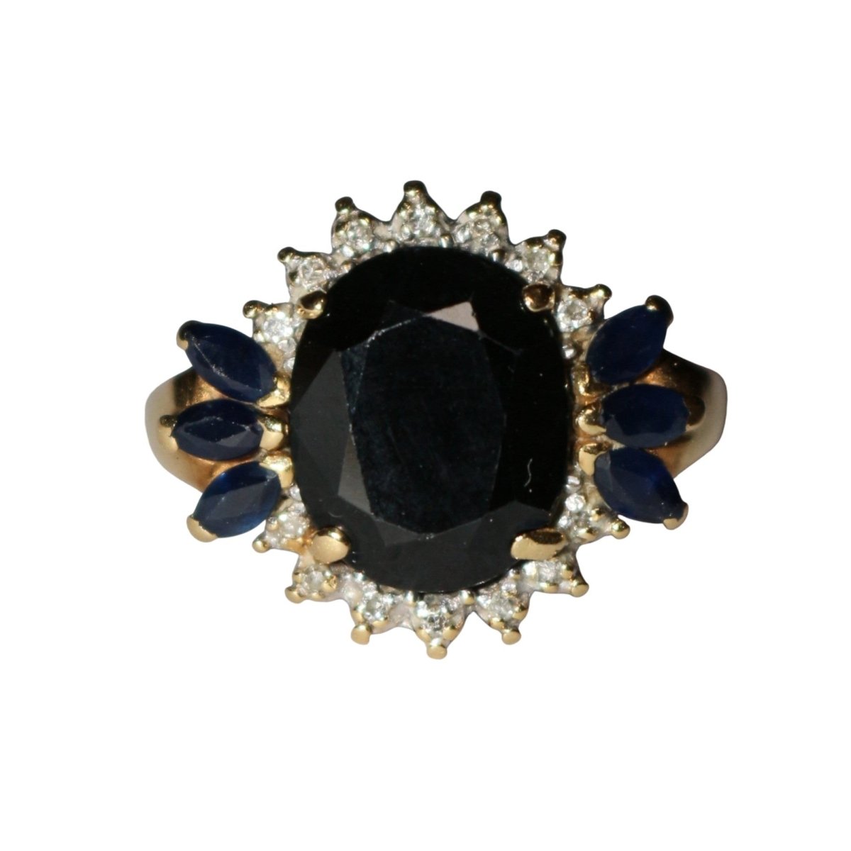 Bague Marguerite en or jaune, saphirs et diamants - Castafiore