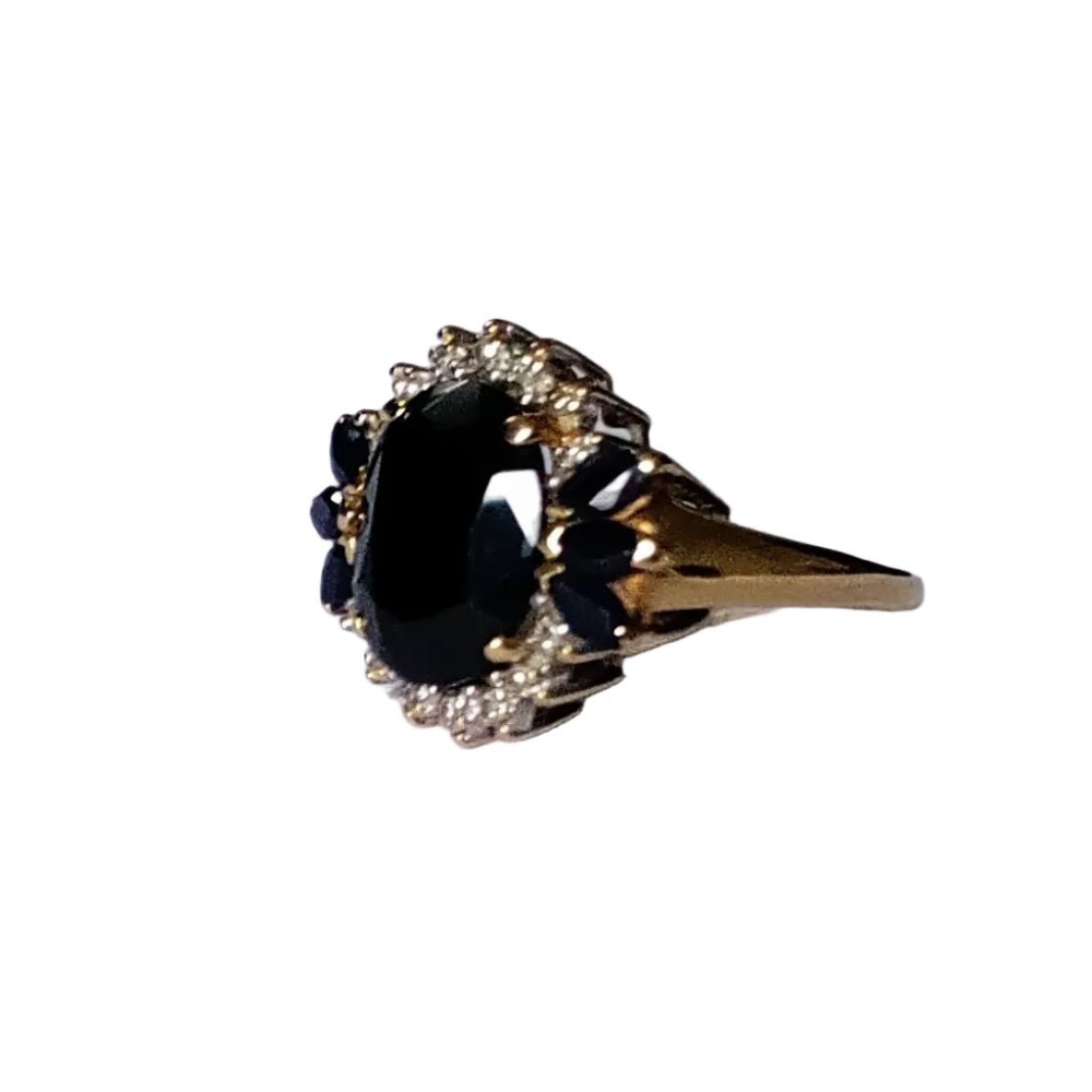 Bague Marguerite en or jaune, saphirs et diamants - Castafiore