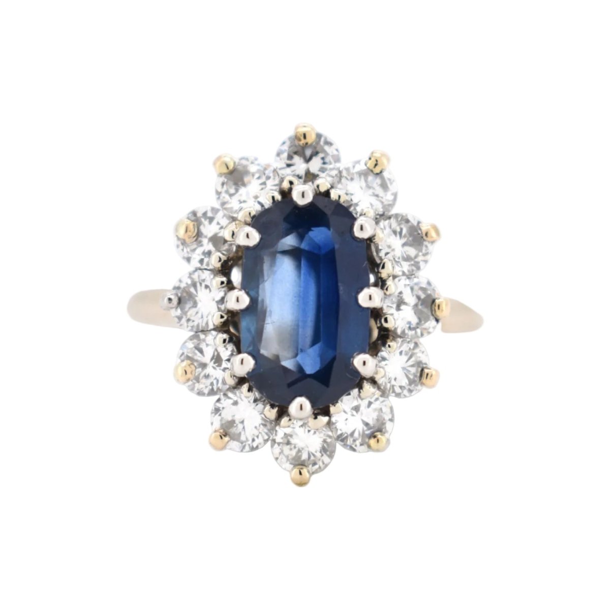 Bague Marguerite en or jaune, saphirs et diamants - Castafiore