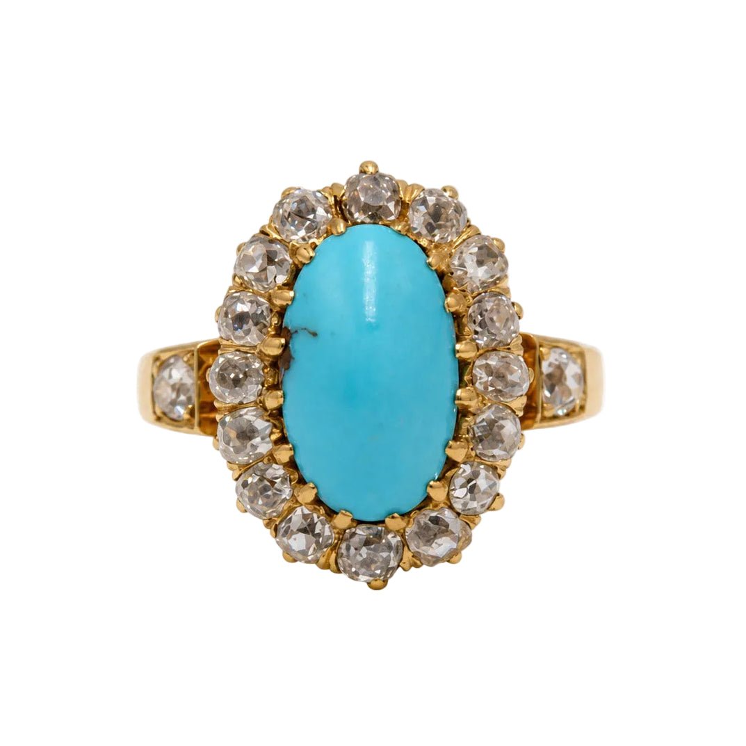 Bague Marguerite en or jaune, turquoise et diamants - Castafiore