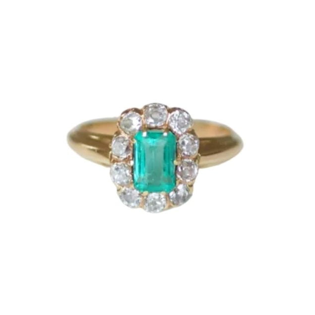 Bague Marguerite en or rose, émeraude, et diamants - Castafiore