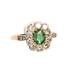 Bague Marguerite en or rose, émeraude et diamants - Castafiore