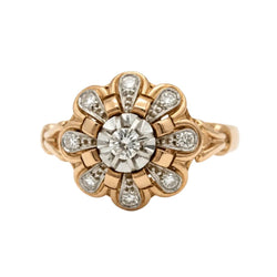 Bague Marguerite en or rose et diamants - Castafiore