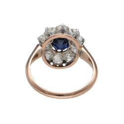 Bague Marguerite en or rose et platine avec saphir et diamants - Castafiore