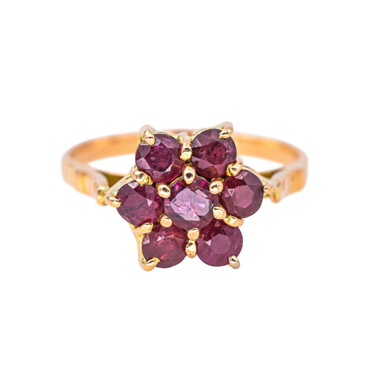 Bague Marguerite en or rose et rubis - Castafiore