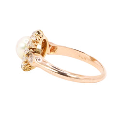 Bague marguerite en or rose perle et diamants - Castafiore