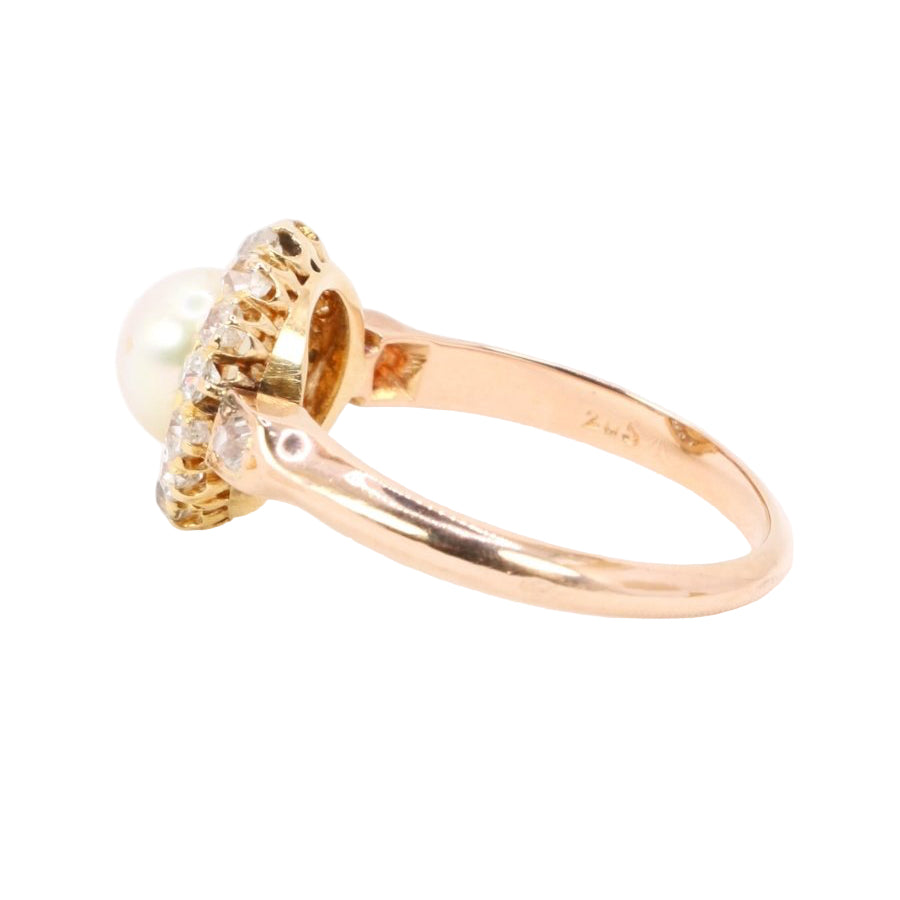 Bague marguerite en or rose perle et diamants - Castafiore