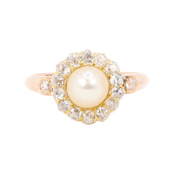 Bague marguerite en or rose perle et diamants - Castafiore