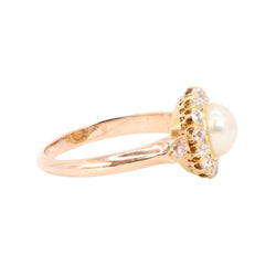 Bague marguerite en or rose perle et diamants - Castafiore