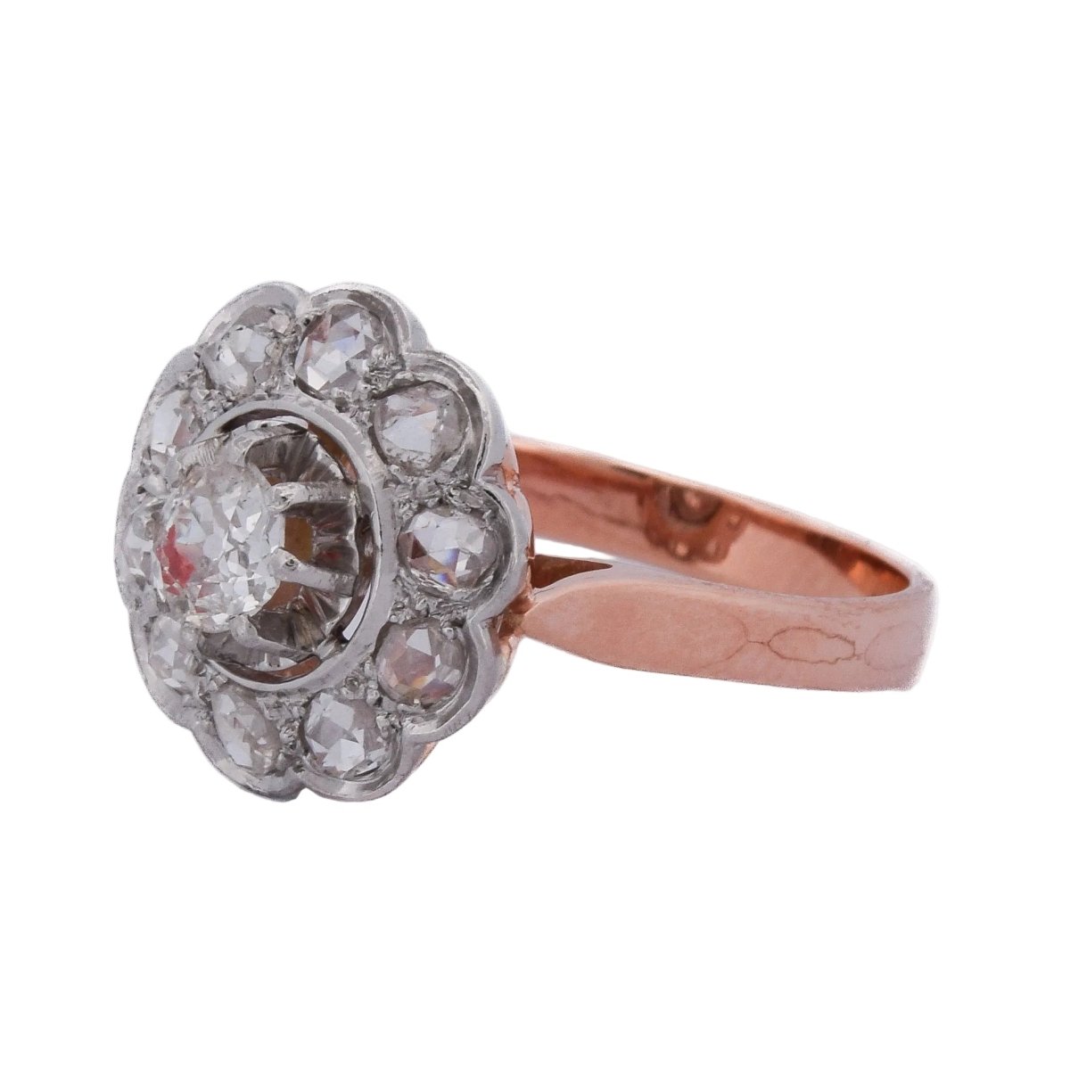 Bague Marguerite en or rose, platine et diamants - Castafiore