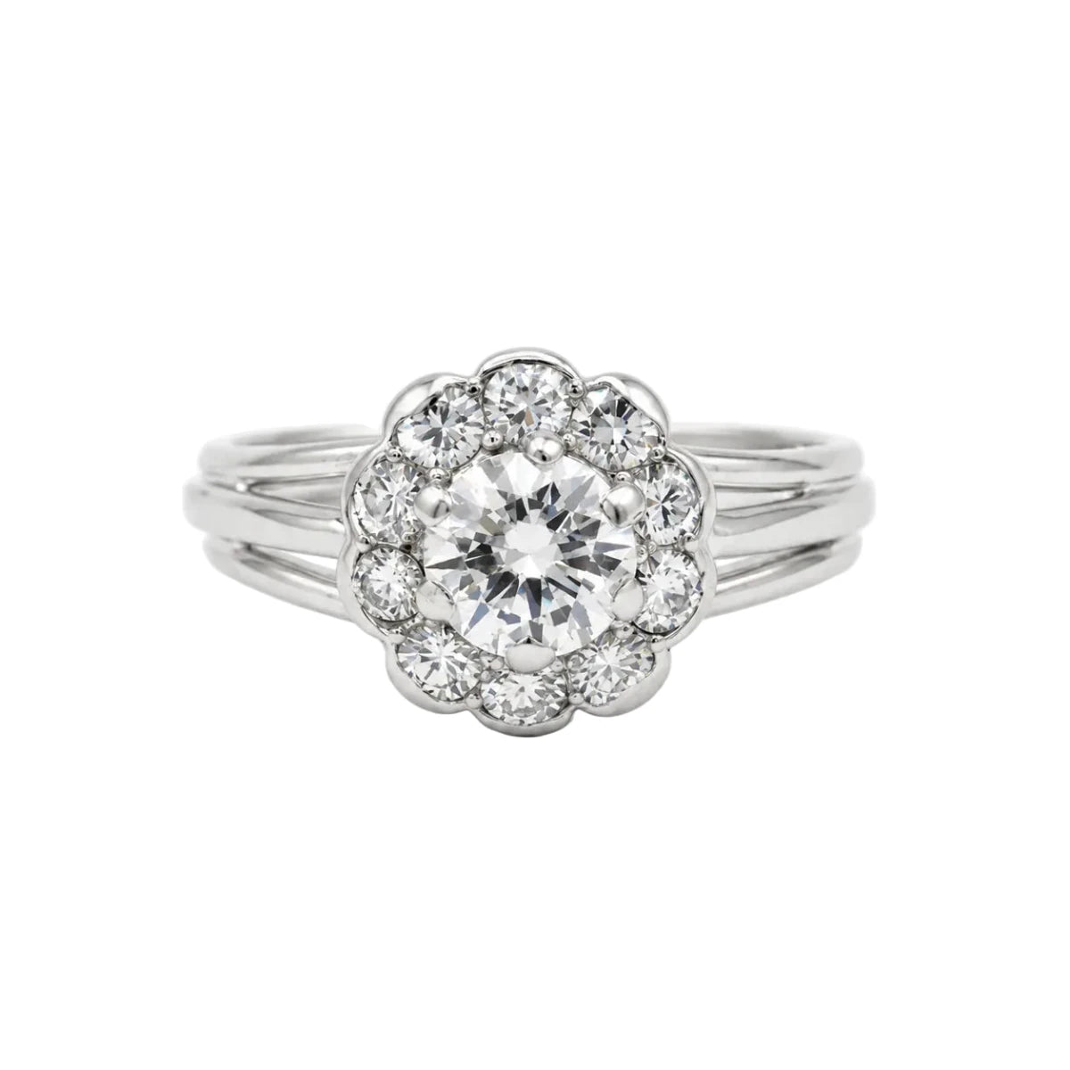 Bague Marguerite en platine et diamants - Castafiore