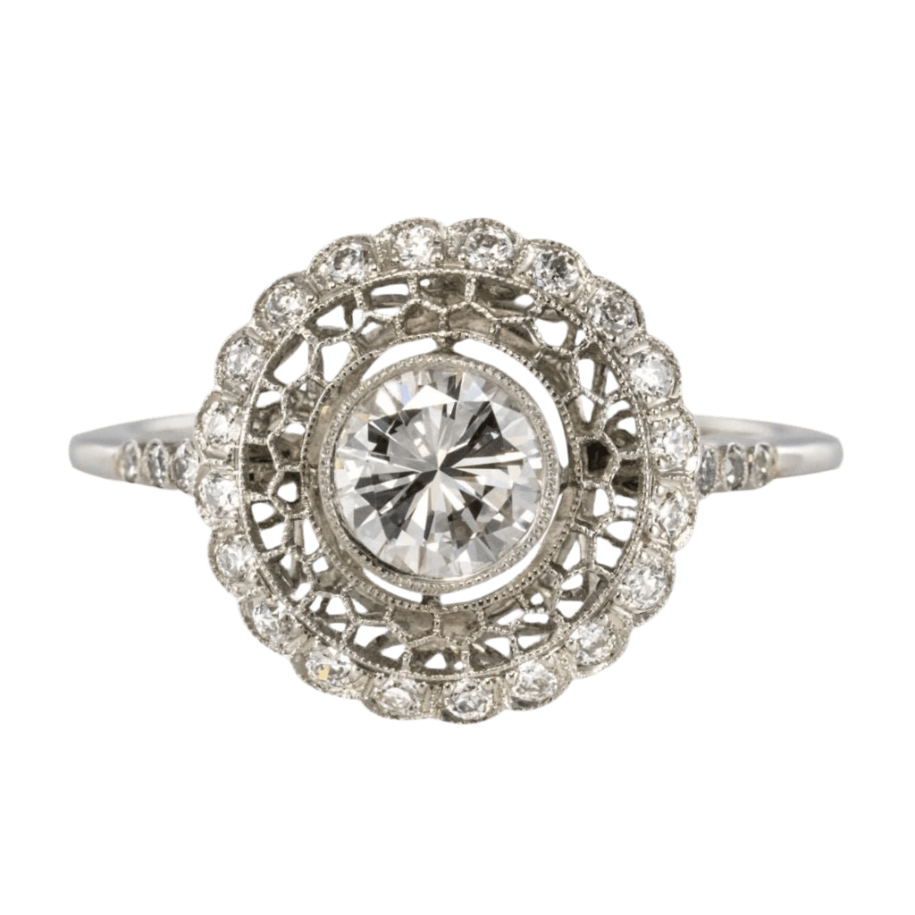 Bague Marguerite en platine et diamants - Castafiore