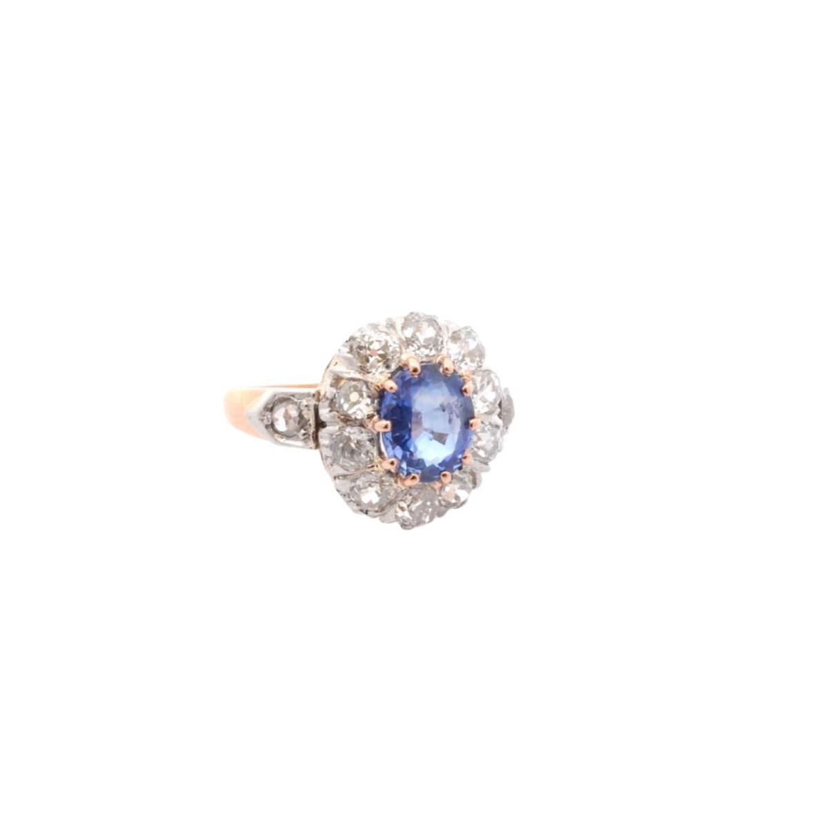 Bague Marguerite en platine, or blanc, saphir et diamants - Castafiore