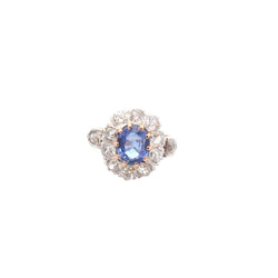 Bague Marguerite en platine, or blanc, saphir et diamants - Castafiore