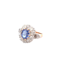 Bague Marguerite en platine, or blanc, saphir et diamants - Castafiore