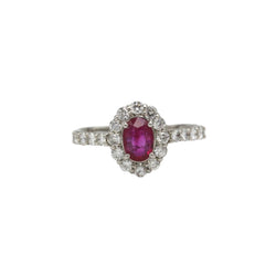 Bague Marguerite en platine, rubis et diamants - Castafiore