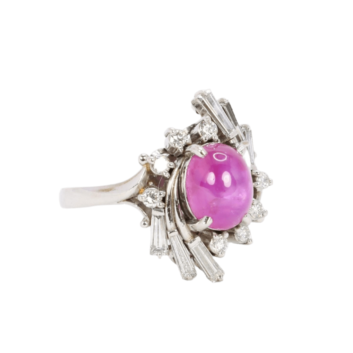 Bague Marguerite en platine, rubis et diamants - Castafiore
