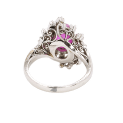 Bague Marguerite en platine, rubis et diamants - Castafiore