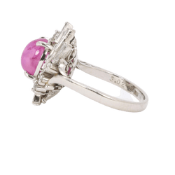 Bague Marguerite en platine, rubis et diamants - Castafiore