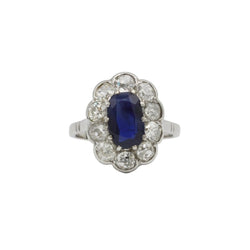 Bague Marguerite en platine, saphir et diamants - Castafiore
