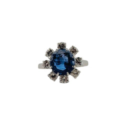 Bague Marguerite en platine, saphir et diamants - Castafiore