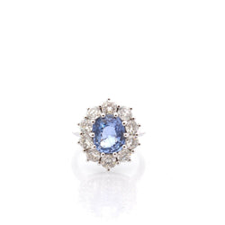 Bague Marguerite en platine, saphir et diamants - Castafiore