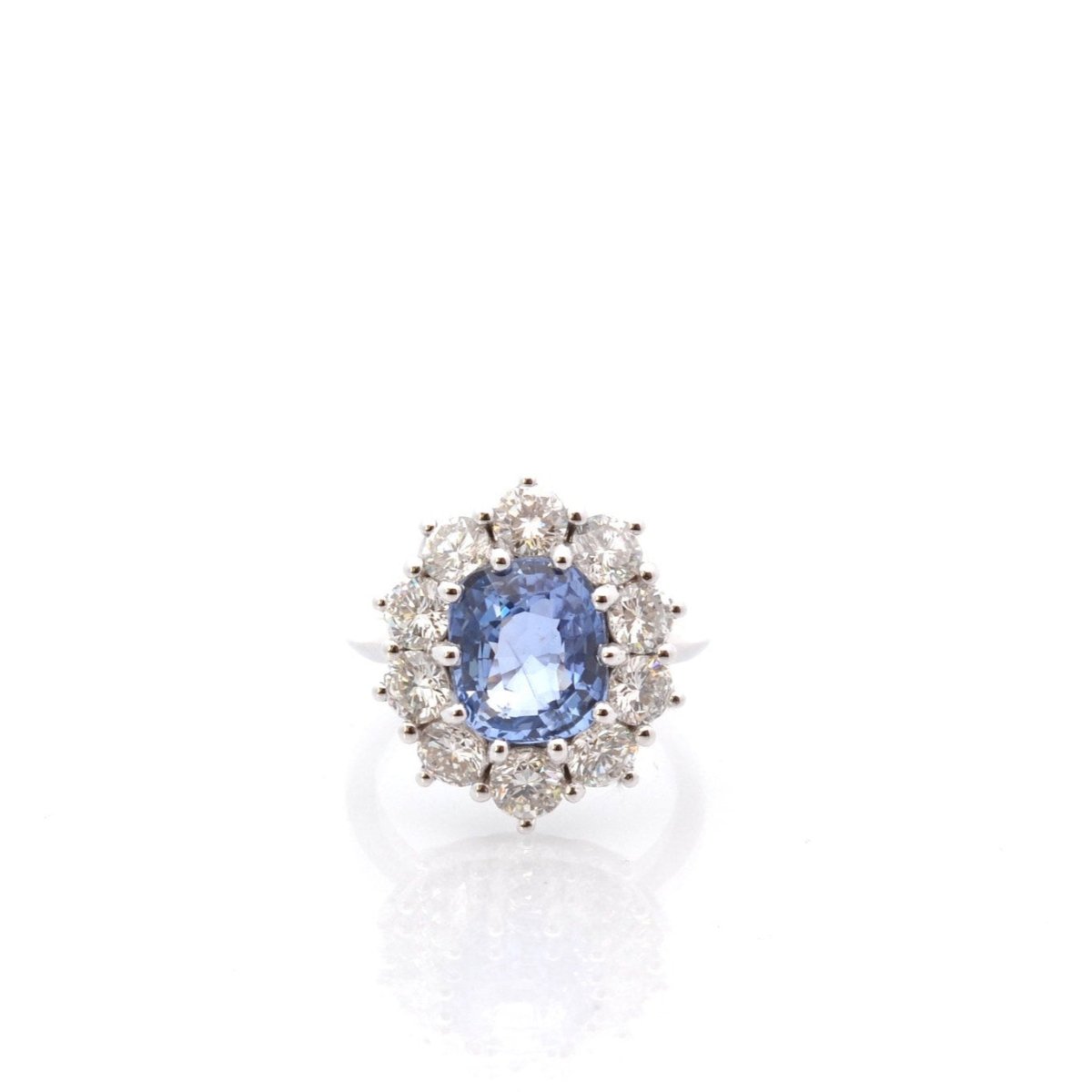 Bague Marguerite en platine, saphir et diamants - Castafiore