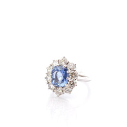 Bague Marguerite en platine, saphir et diamants - Castafiore