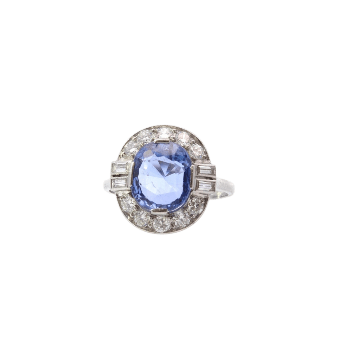 Bague Marguerite en platine, saphir et diamants - Castafiore