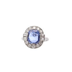 Bague Marguerite en platine, saphir et diamants - Castafiore