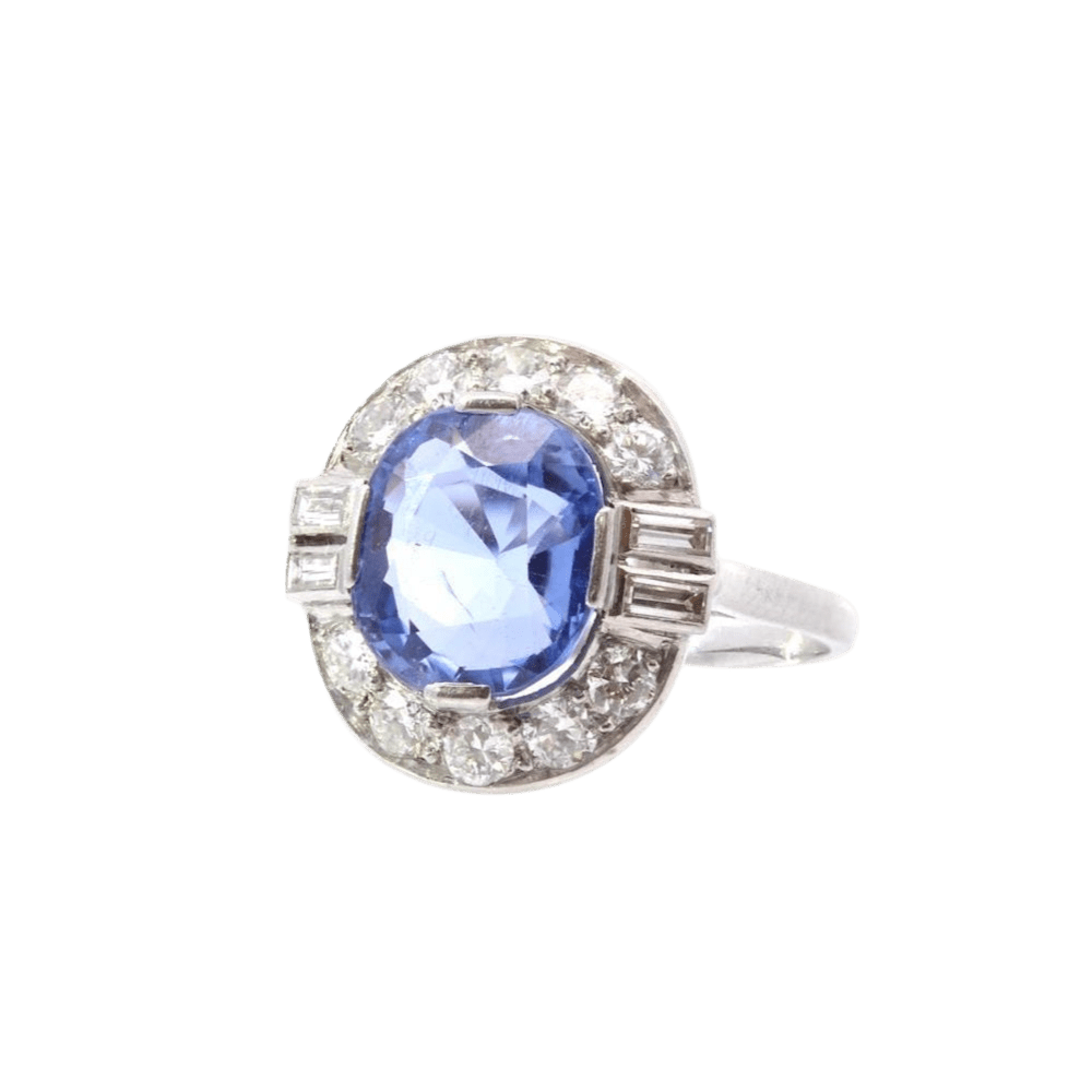 Bague Marguerite en platine, saphir et diamants - Castafiore