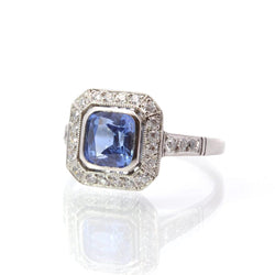 Bague Marguerite en platine, saphir et diamants - Castafiore